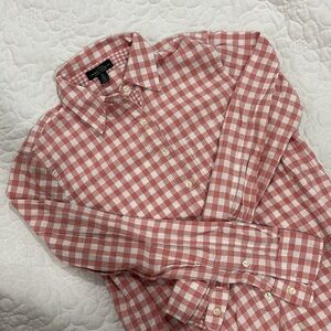 Lauren by Ralph Lauren Pink and White Checkered Gingham Plaid Shirt